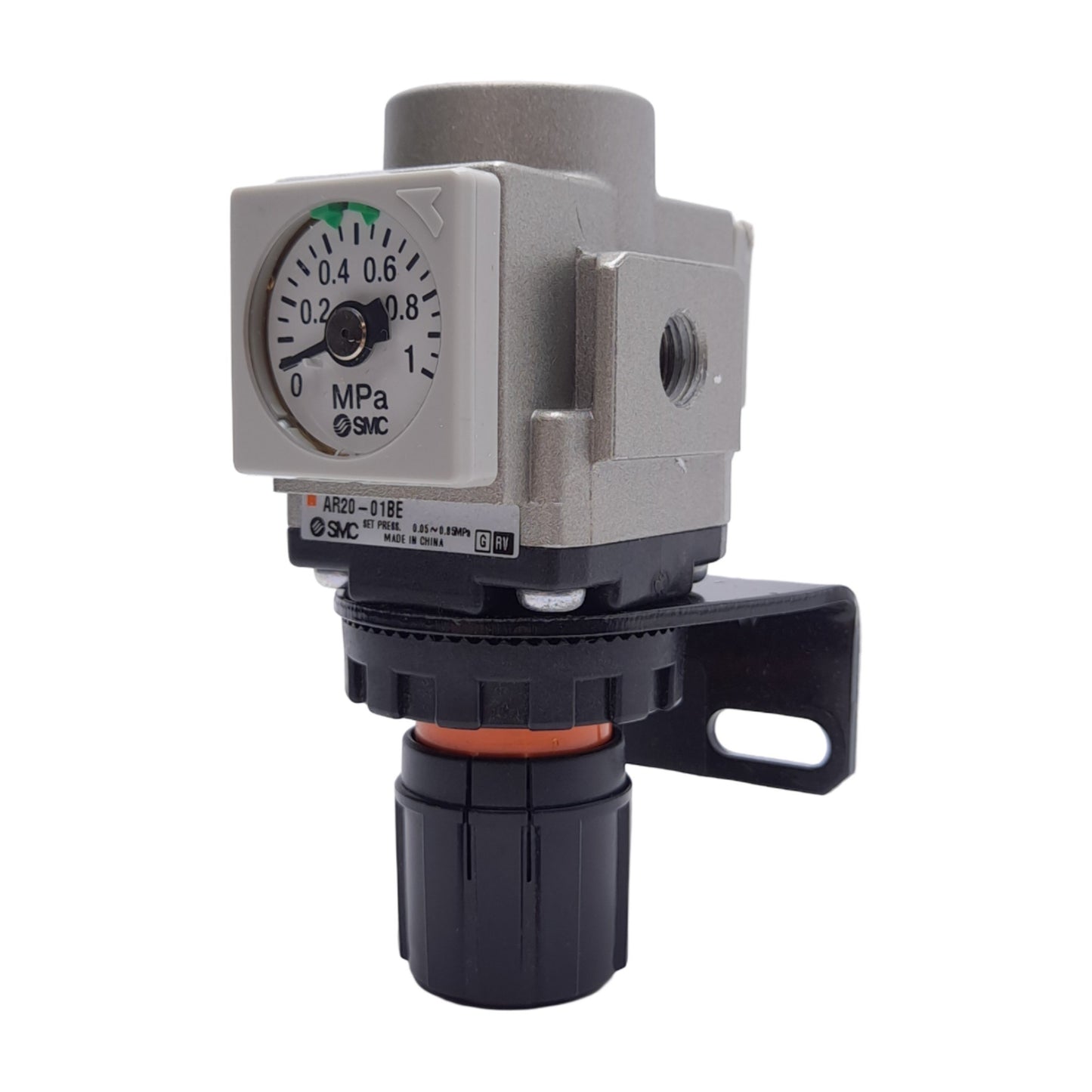 Used SMC AR20-01BE Pressure Regulator, Rc 1/8, 0.05~0.85MPa Set, W/ Bracket & Gauge