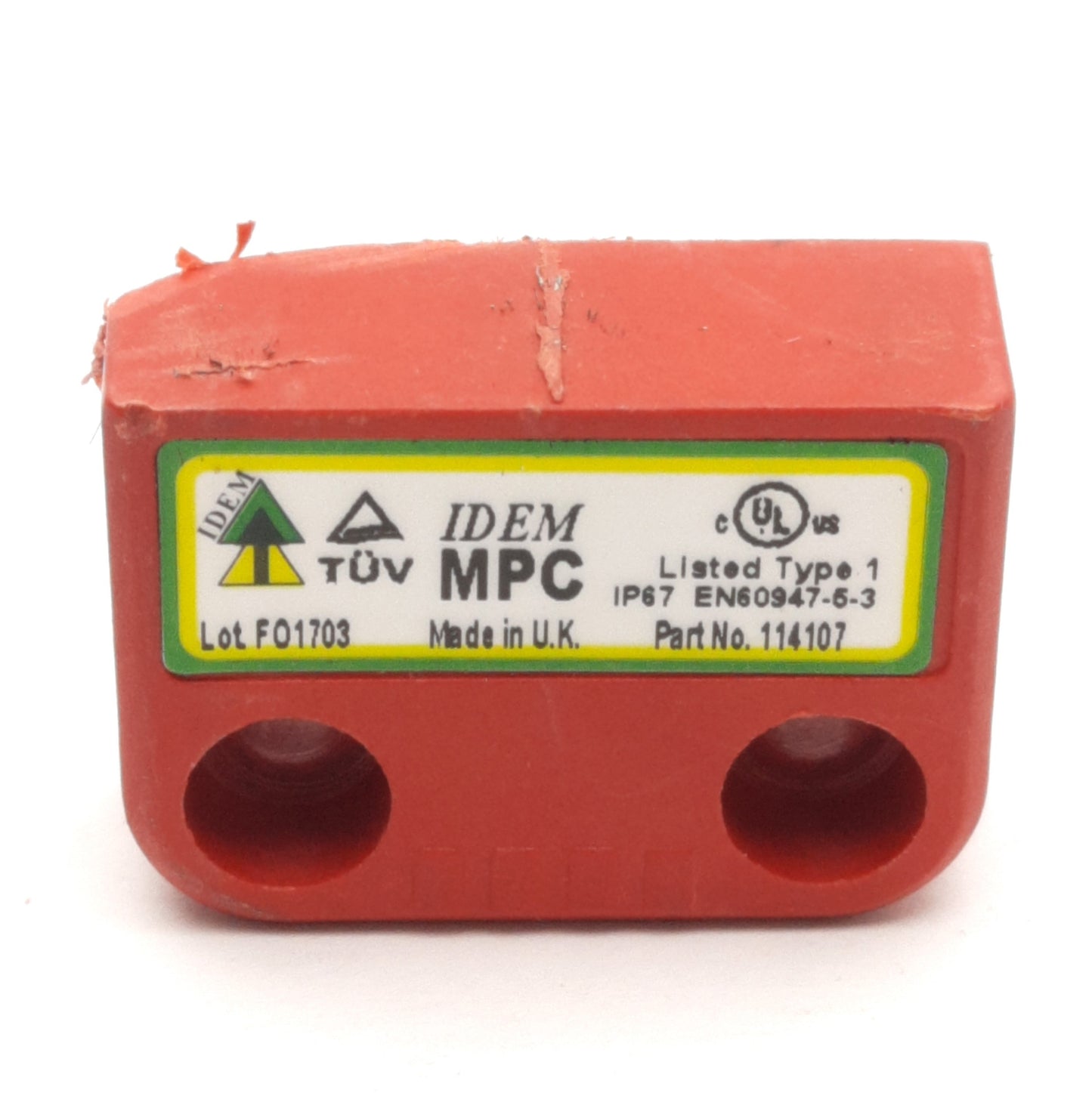 Used IDEM MPC-114107 Non-Contact Safety Switch Magnetic Actuator, 8-20mm Range