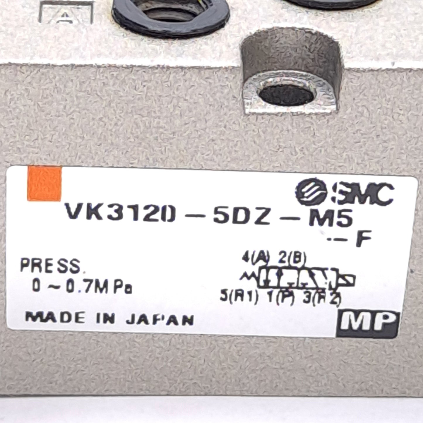 Used SMC VK3120-5DZ-M5-F Solenoid Valve, M5 x 0.8 Ports, 0~0.7MPa, 24VDC Coil