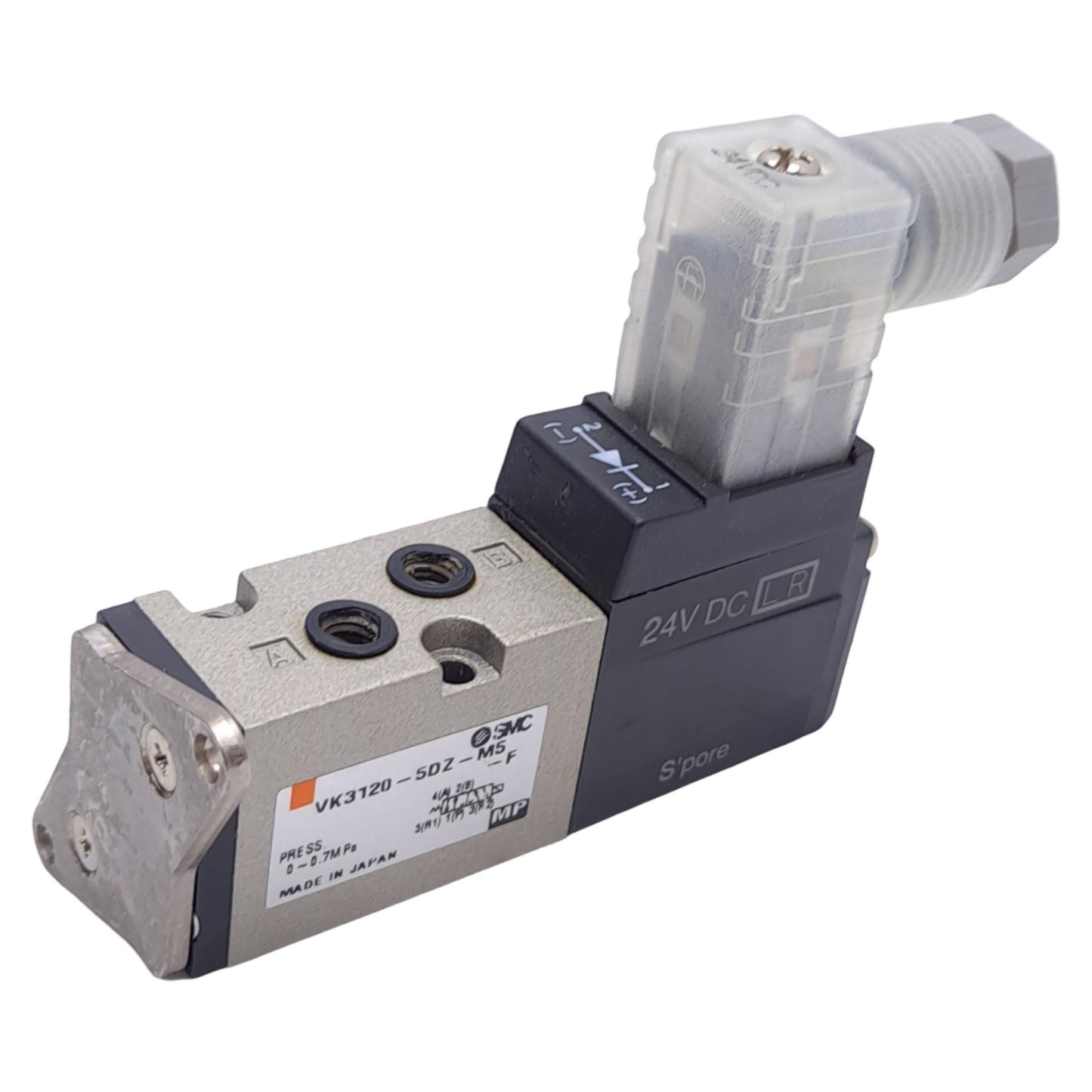 Used SMC VK3120-5DZ-M5-F Solenoid Valve, M5 x 0.8 Ports, 0~0.7MPa, 24VDC Coil
