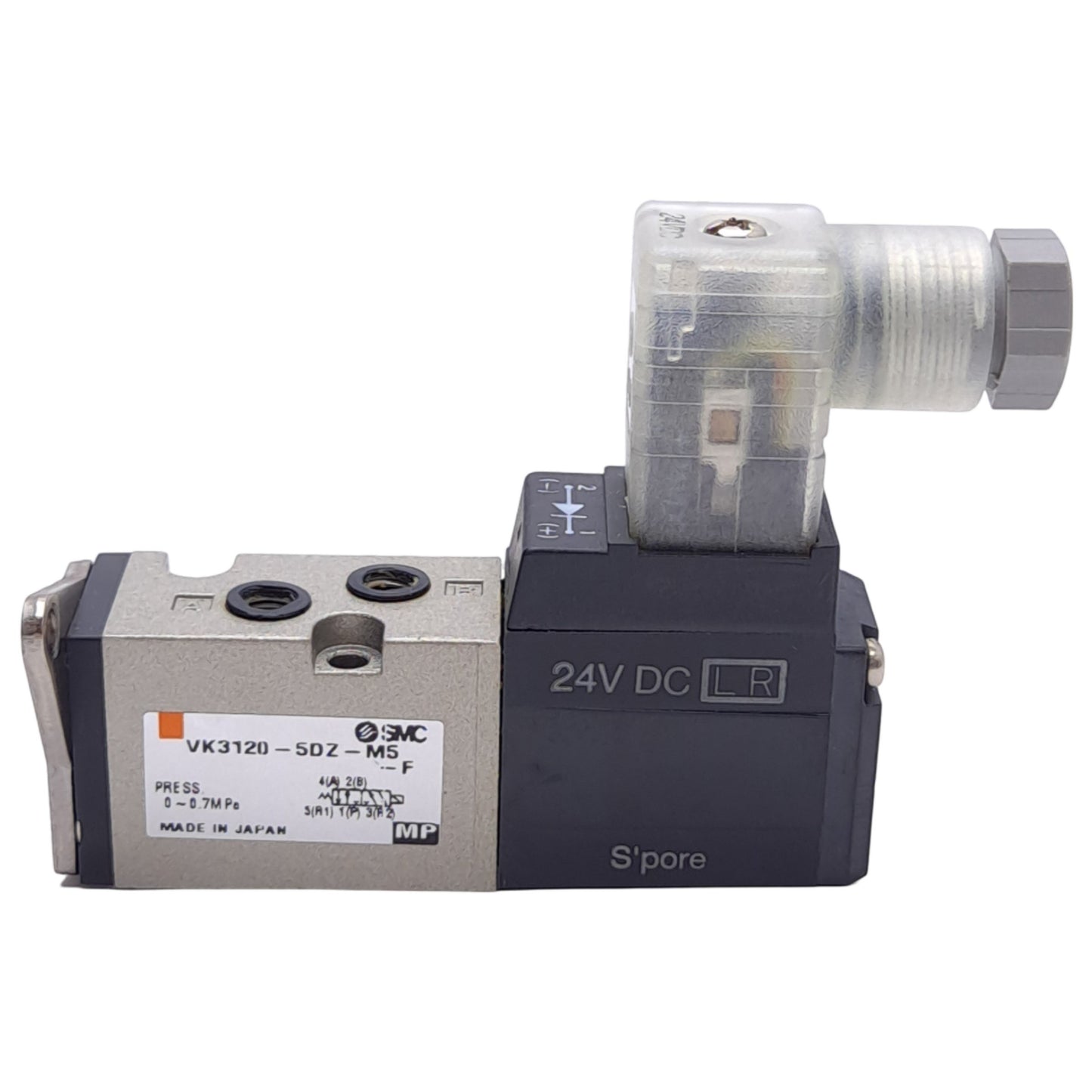 Used SMC VK3120-5DZ-M5-F Solenoid Valve, M5 x 0.8 Ports, 0~0.7MPa, 24VDC Coil
