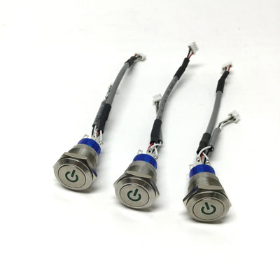 New – Open box Lot of 3 E-Switch ULV4F2BSS531 Illuminated Power Switch, Green, SPDT, 3A 250VAC