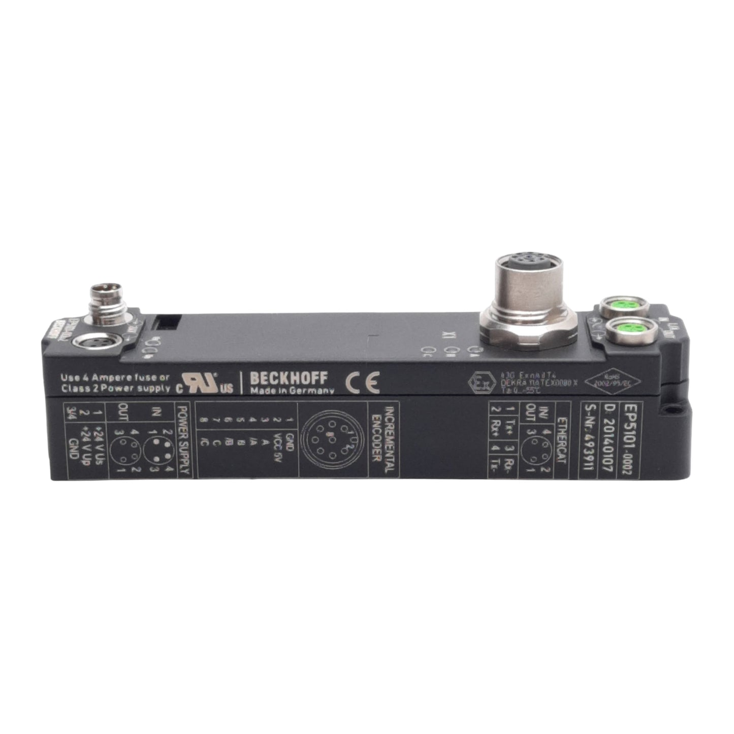 Used Beckhoff EP5101-0002 EtherCAT Box, 1-Channel Encoder Interface, M12 8-Pin, 24VDC