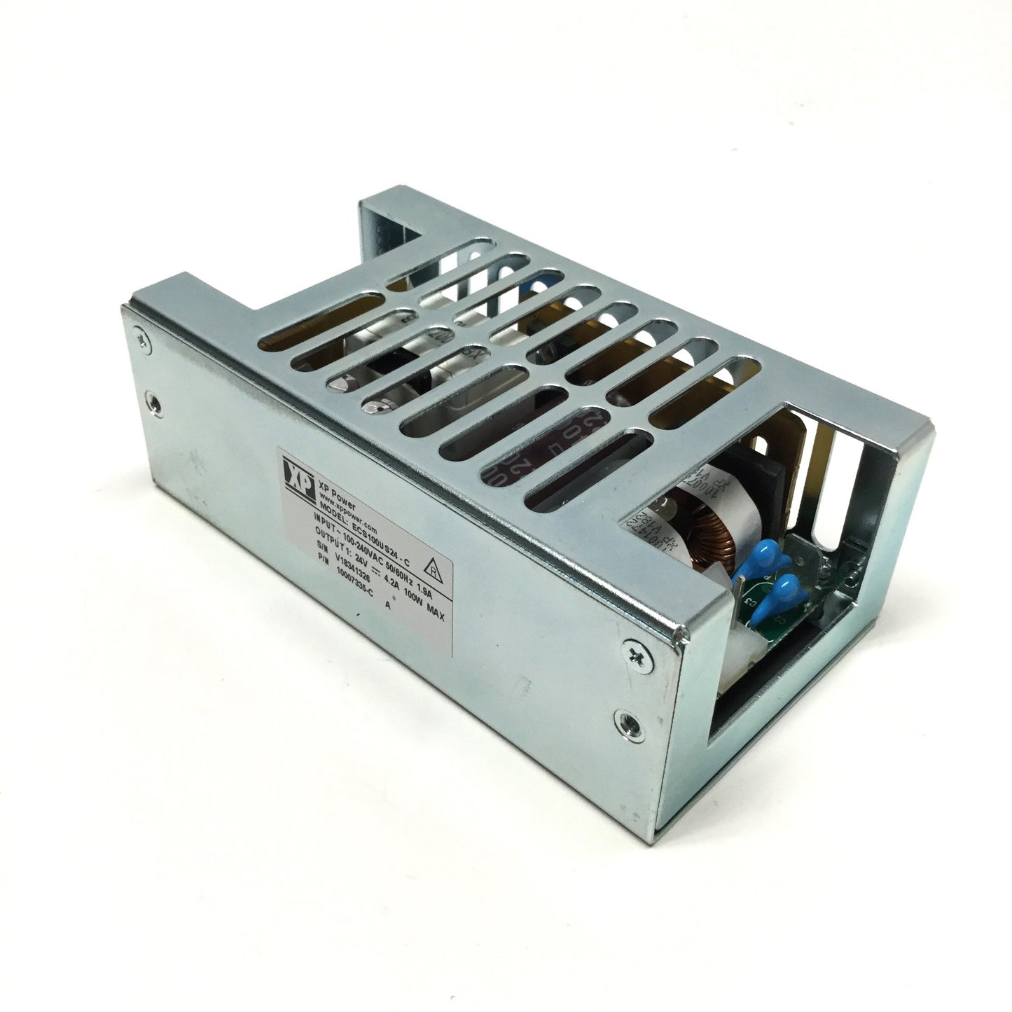 Used XP Power ECS100US24-C Power Supply w/Cover 100-240VAC In, 24VDC 4.2A 100W Out
