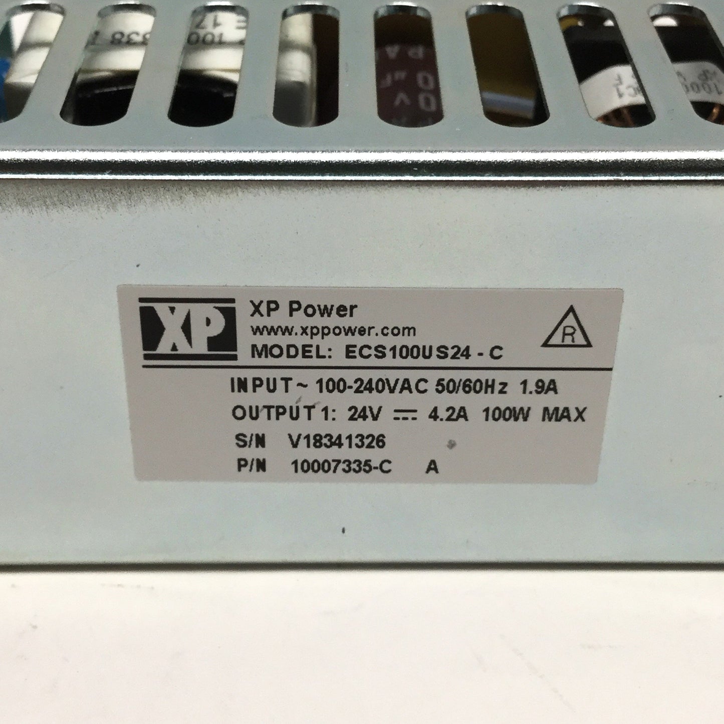 Used XP Power ECS100US24-C Power Supply w/Cover 100-240VAC In, 24VDC 4.2A 100W Out