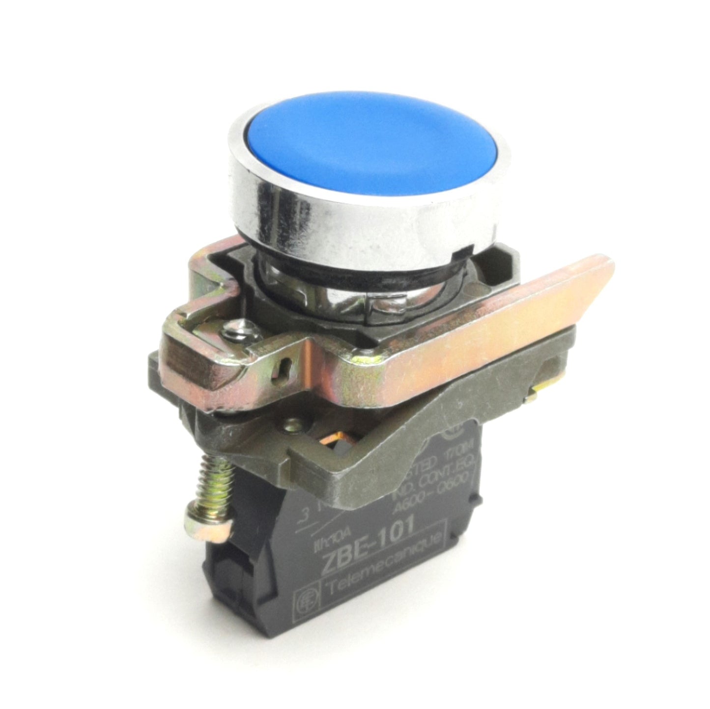 Used Schneider Electric ZB4BA6 Pushbutton Switch w/ 1NO, 600V 10A, 22mm, Blue