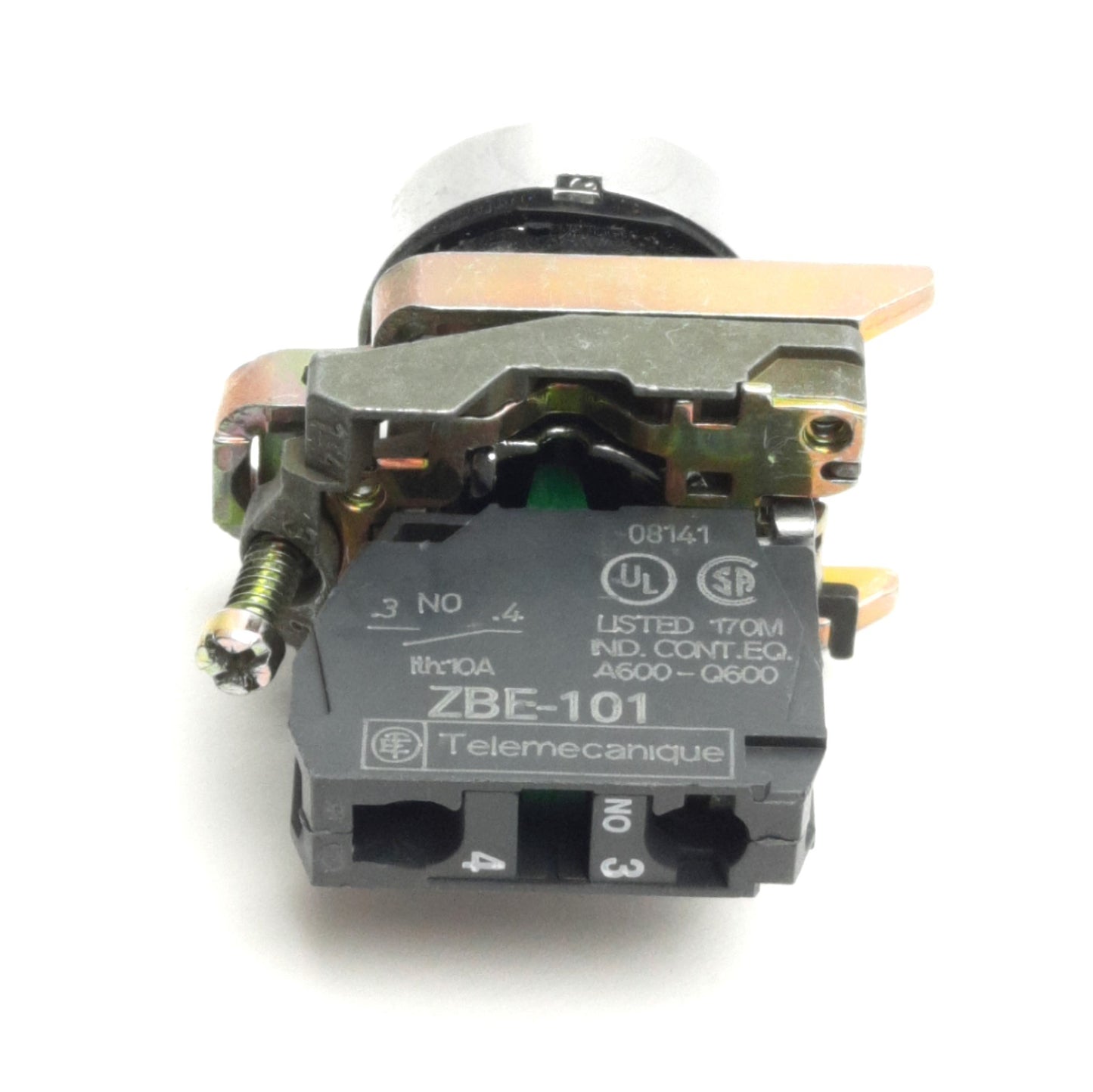 Used Schneider Electric ZB4BA6 Pushbutton Switch w/ 1NO, 600V 10A, 22mm, Blue