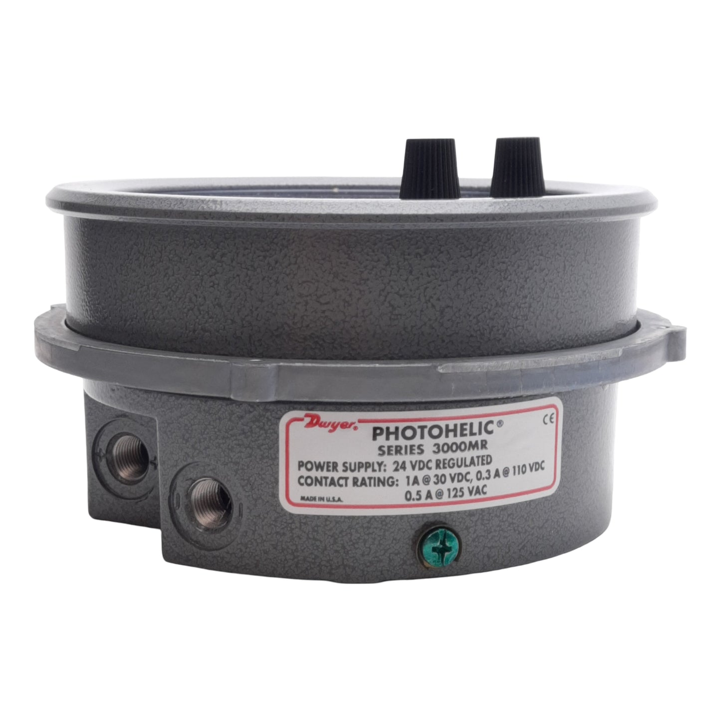 New Dwyer 3002MR Photohelic Pressure Switch/Gauge, 0-2in WC, ø5in OD, NPT1/8, 24VDC