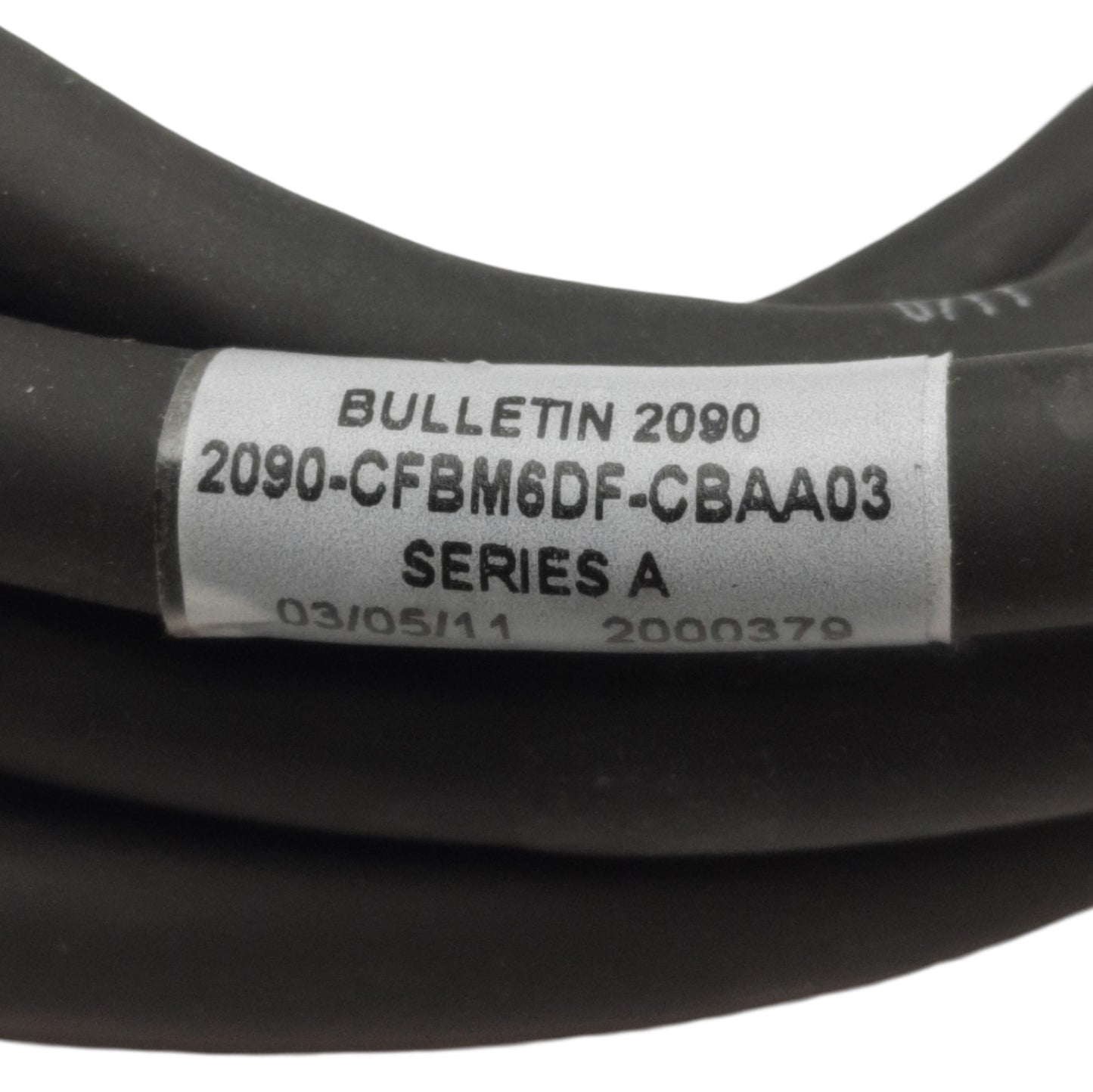 Used Allen Bradley 2090-CFBM6DF-CBAA03 Motor Feedback Cable, 9Ft Long, 28-Pin Round