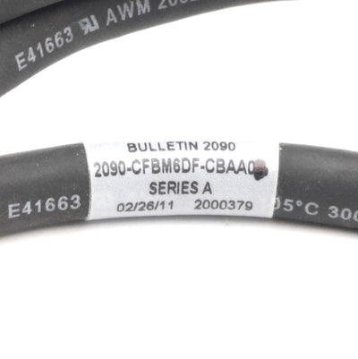 Used Allen Bradley 2090-CFBM6DF-CBAA01 Feedback Cable 28-Pin Round to Leads, 42 Inch