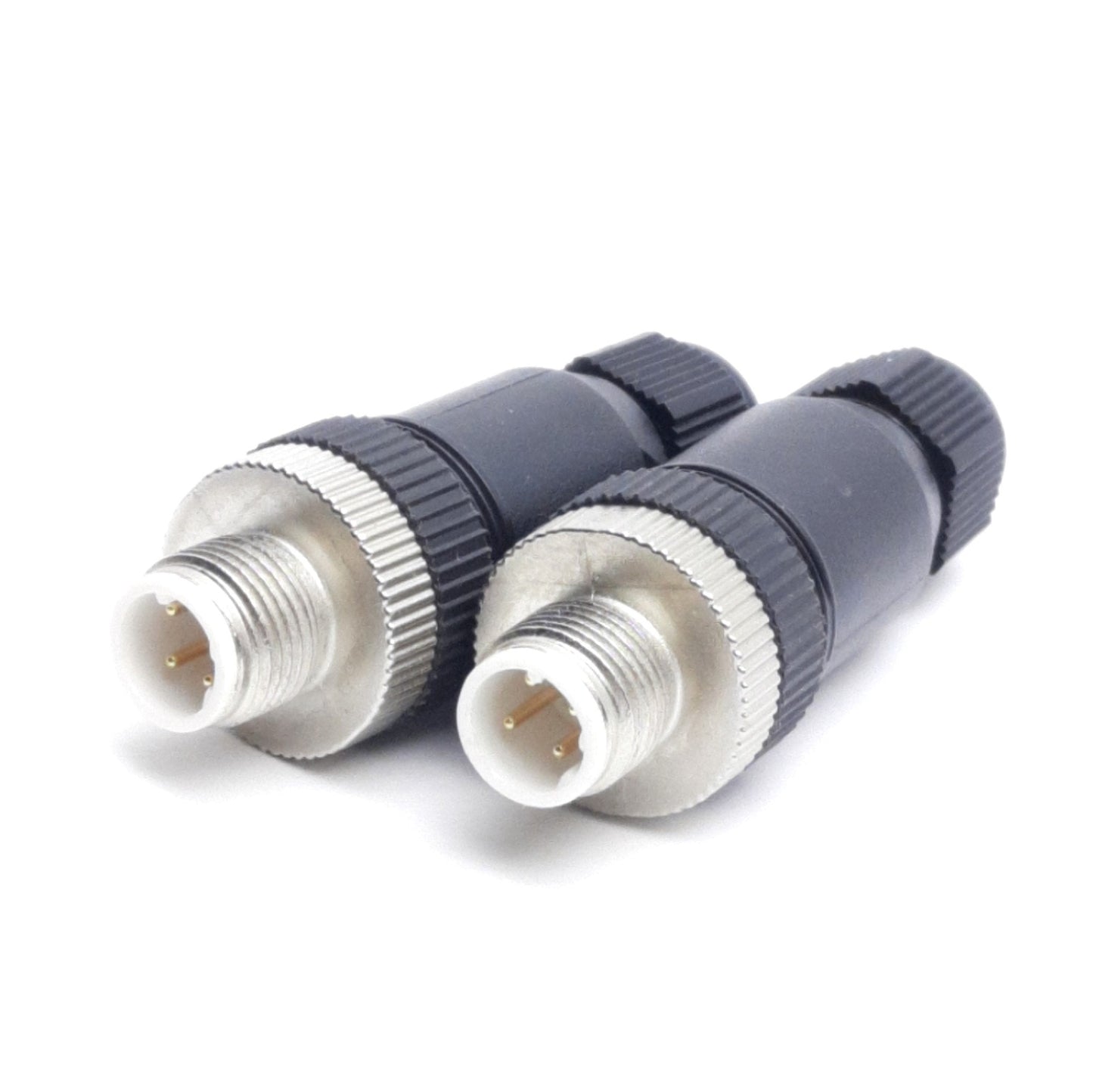 Used Lot of 2 Field Wireable Connectors, M12 4-Pin Male D-Coded, w/ Cable Grip