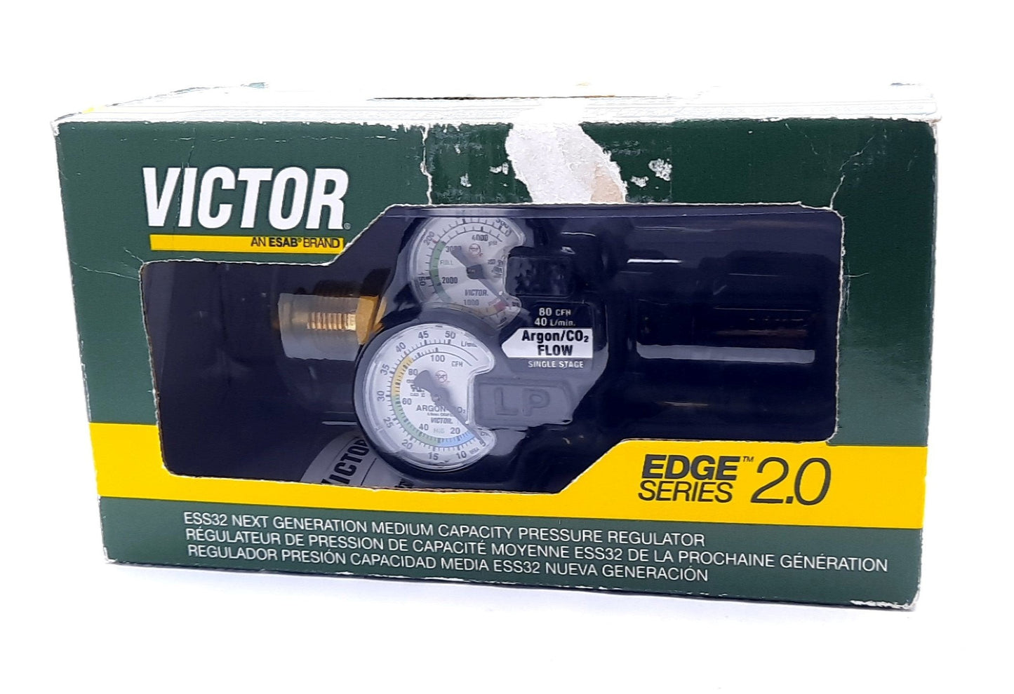 Used Victor ESS32-80CFH-580 EDGE 2.0 Argon Flowgauge Single Stage 0-80psi, 80cfh