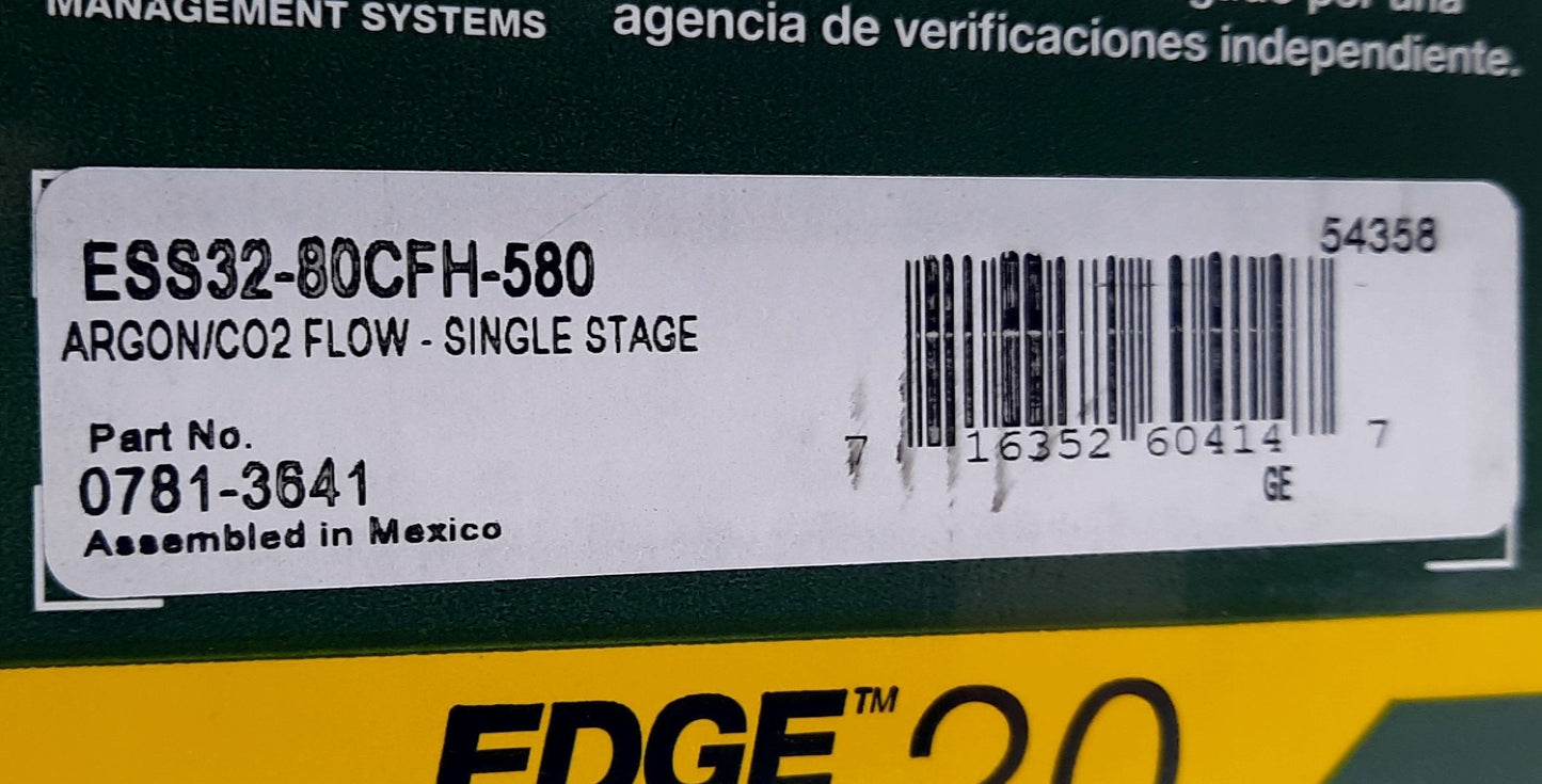 Used Victor ESS32-80CFH-580 EDGE 2.0 Argon Flowgauge Single Stage 0-80psi, 80cfh