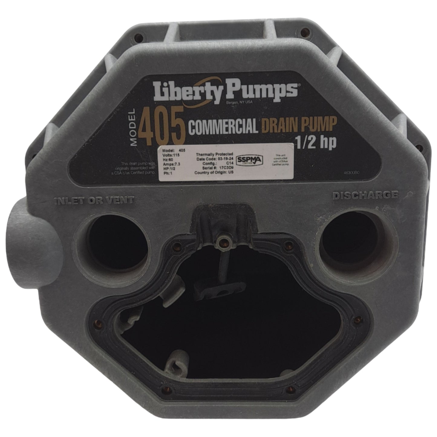 Used Liberty Pumps 405 B59 Commercial Drain Pump Basin, 2" NPT *No Pump/Access Cover*