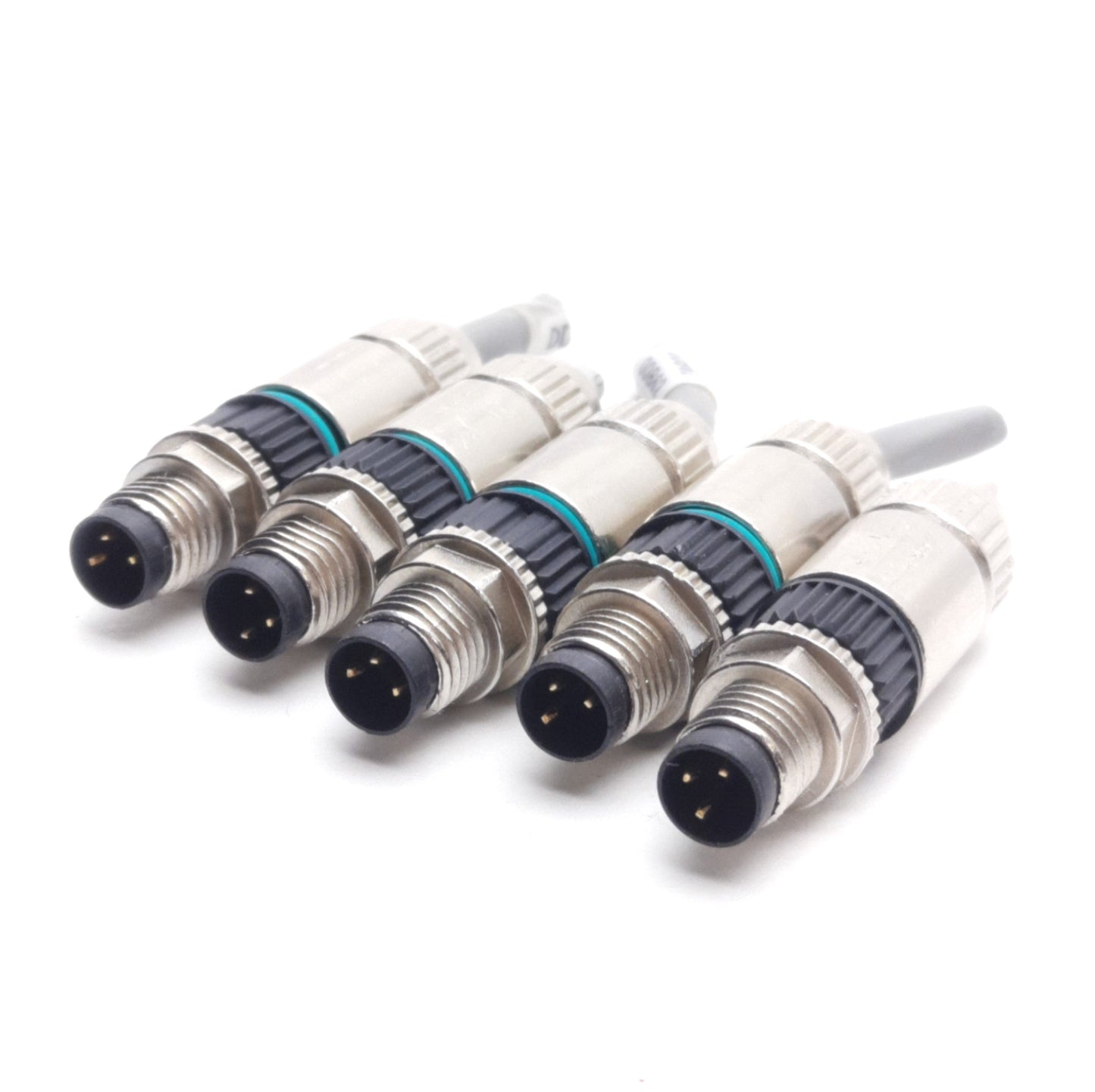 Used Lot of 5 Harting 21 02 151 1305 Field Wireable Connectors, M8 3-Pin Male, 32V 4A