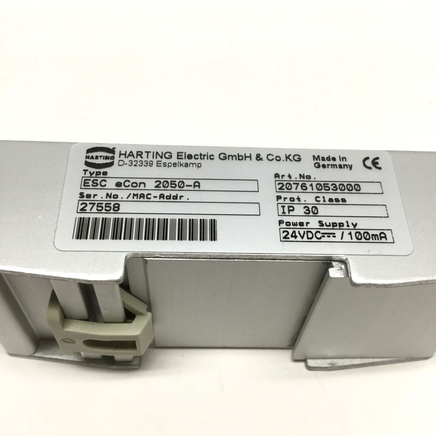 Used Harting ESC eCon 2050-A Unmanaged Ethernet Switch 5-Port RJ45, 24VDC, IP30