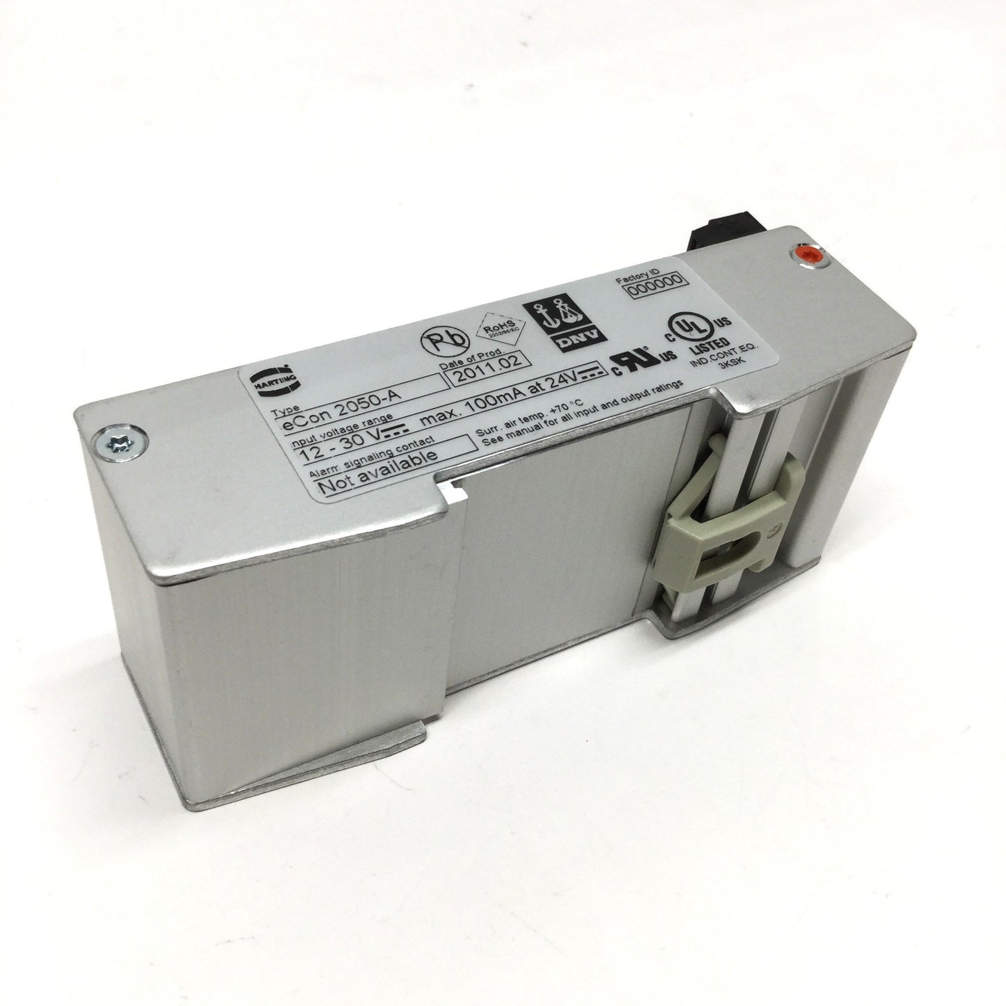 Used Harting ESC eCon 2050-A Unmanaged Ethernet Switch 5-Port RJ45, 24VDC, IP30
