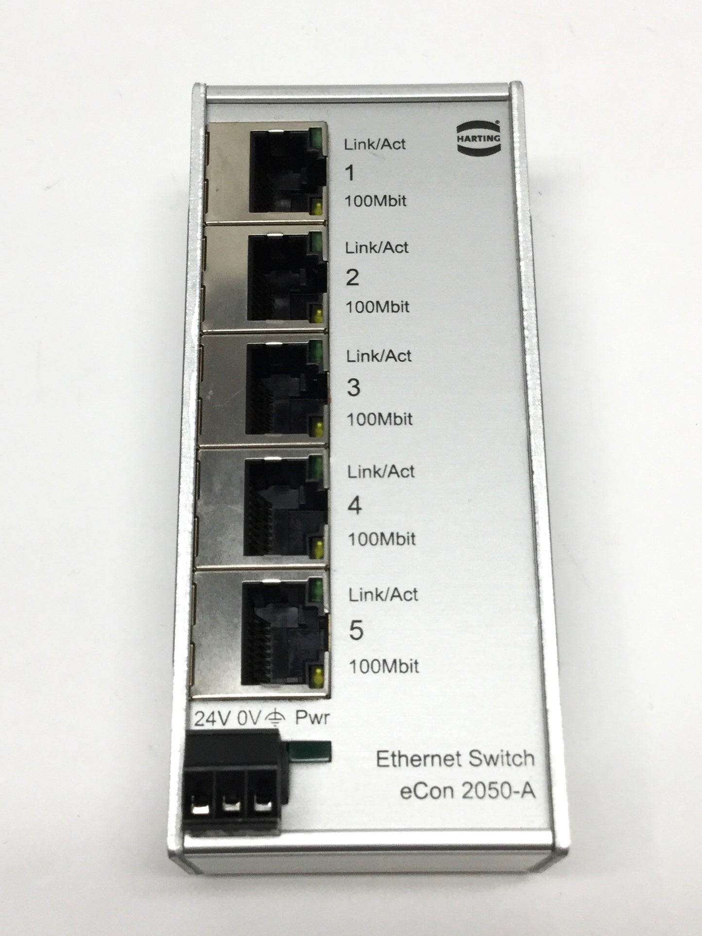 Used Harting ESC eCon 2050-A Unmanaged Ethernet Switch 5-Port RJ45, 24VDC, IP30