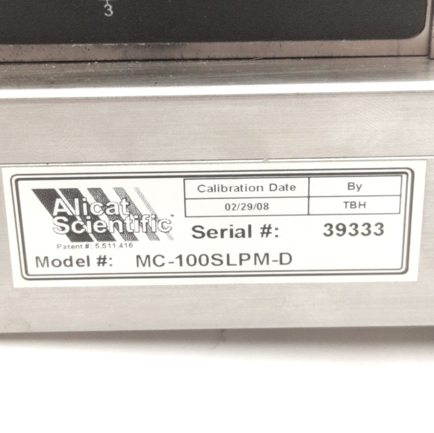 Used Alicat Scientific MC-100SLPM-D Digital Flow Meter, RS232, 4-20mA Output