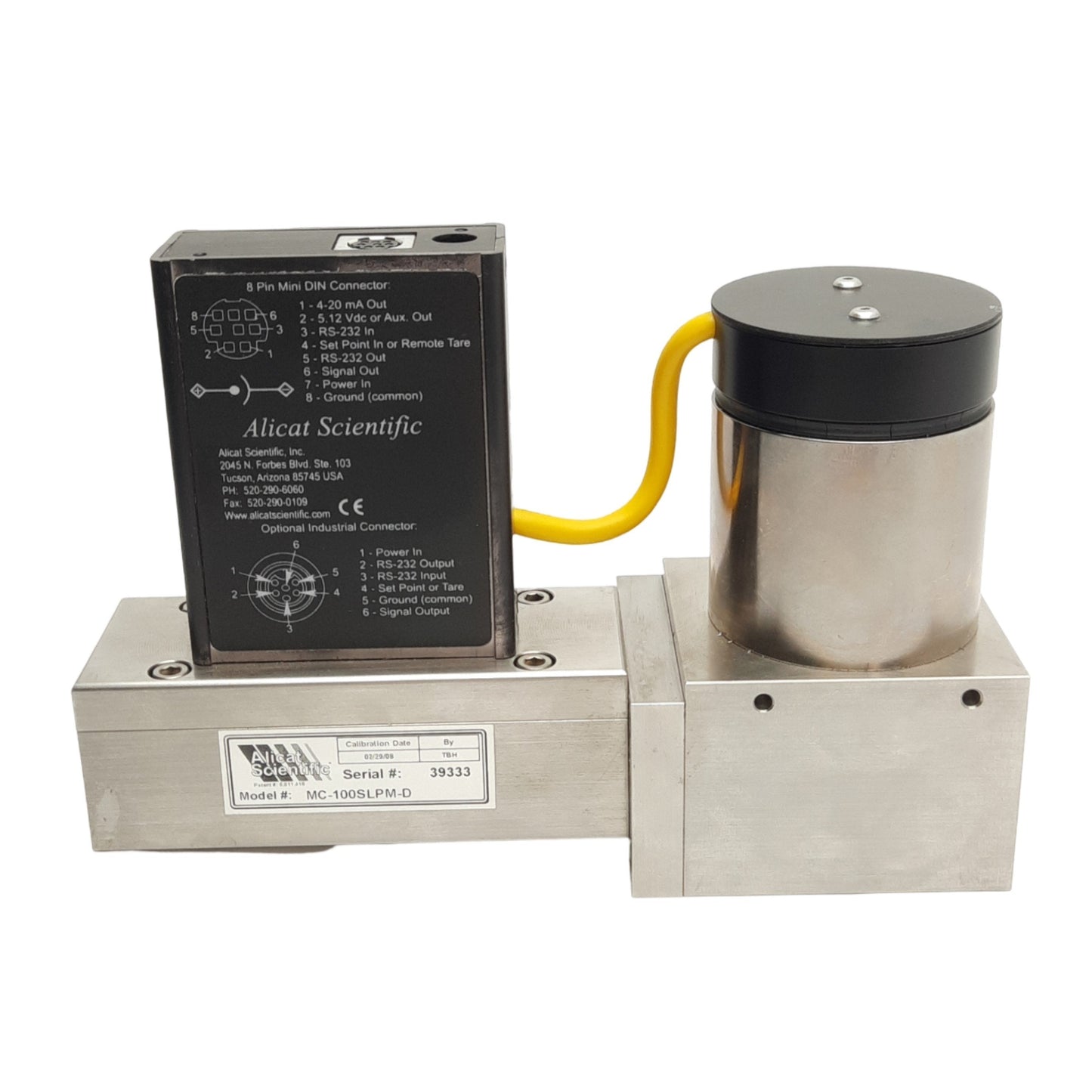 Used Alicat Scientific MC-100SLPM-D Digital Flow Meter, RS232, 4-20mA Output