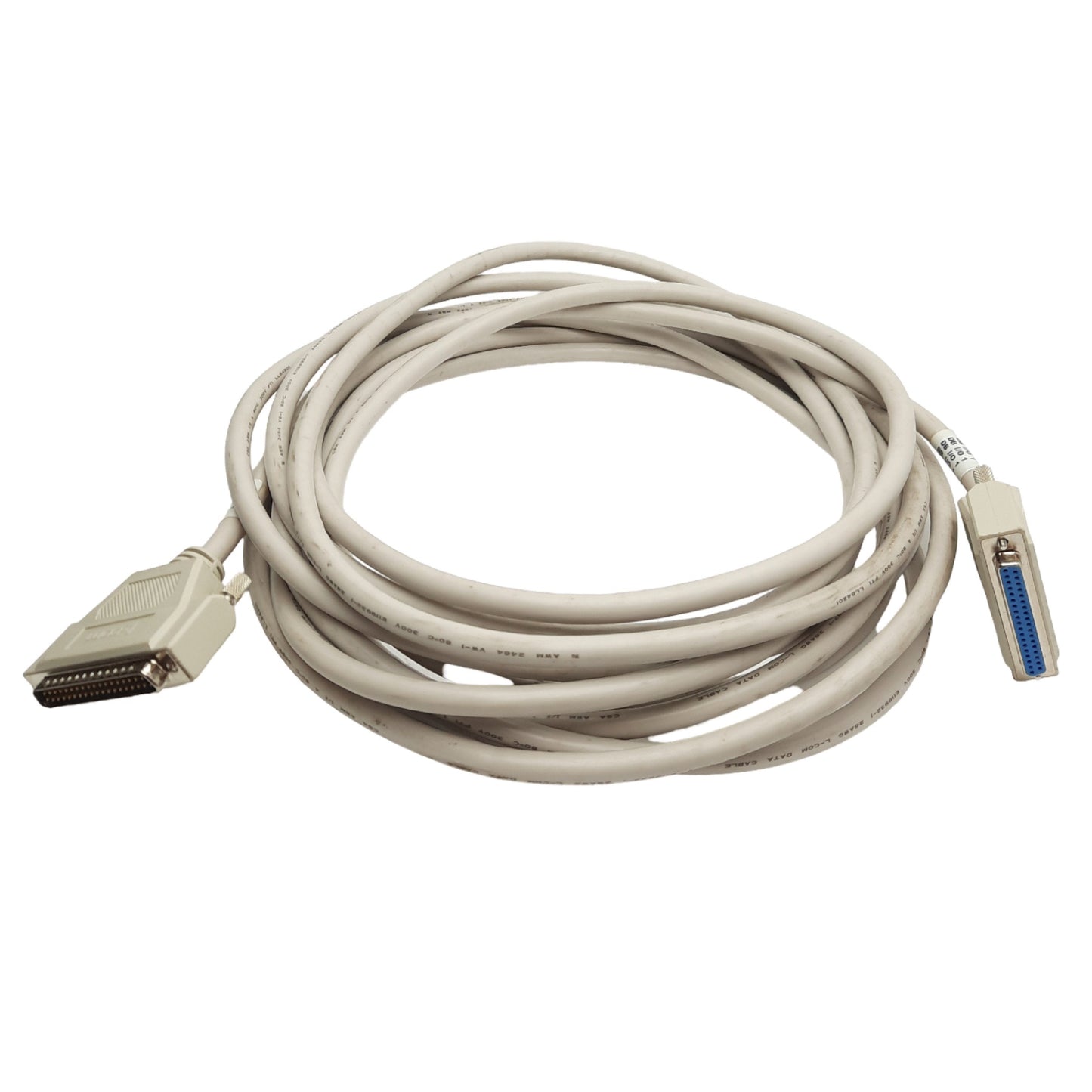Used L-Com CSMN37MF-25 Molded D-Sub Extension Cable, DB37M to DB37F, 25Ft Length