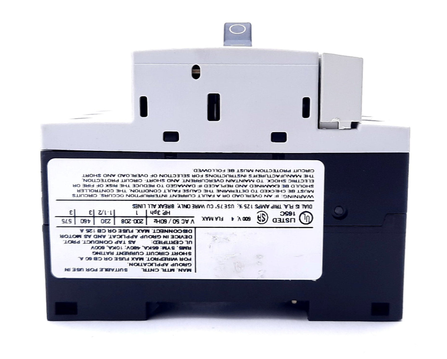 Used Siemens 3RV1011-1EA10 Circuit Breaker, 3-Pole, 2.8-4A, 690VAC DIN Rail Mount