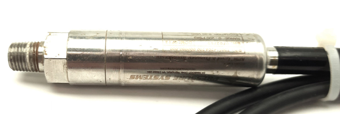 Used KPSI 700S1420A200 Pressure Transducer 0-200PSI 4-20mA 1/4"NPT 9-30VDC 6' Cable