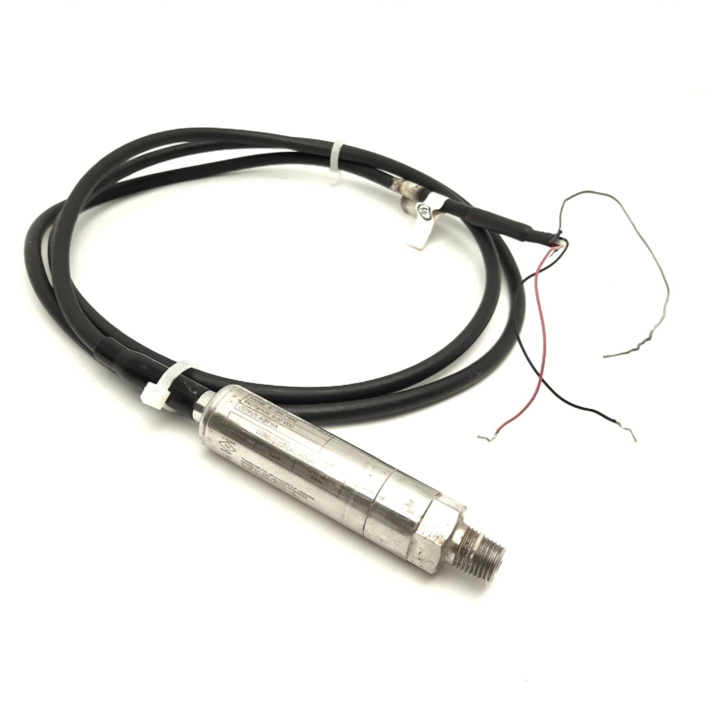 Used KPSI 700S1420A200 Pressure Transducer 0-200PSI 4-20mA 1/4"NPT 9-30VDC 6' Cable