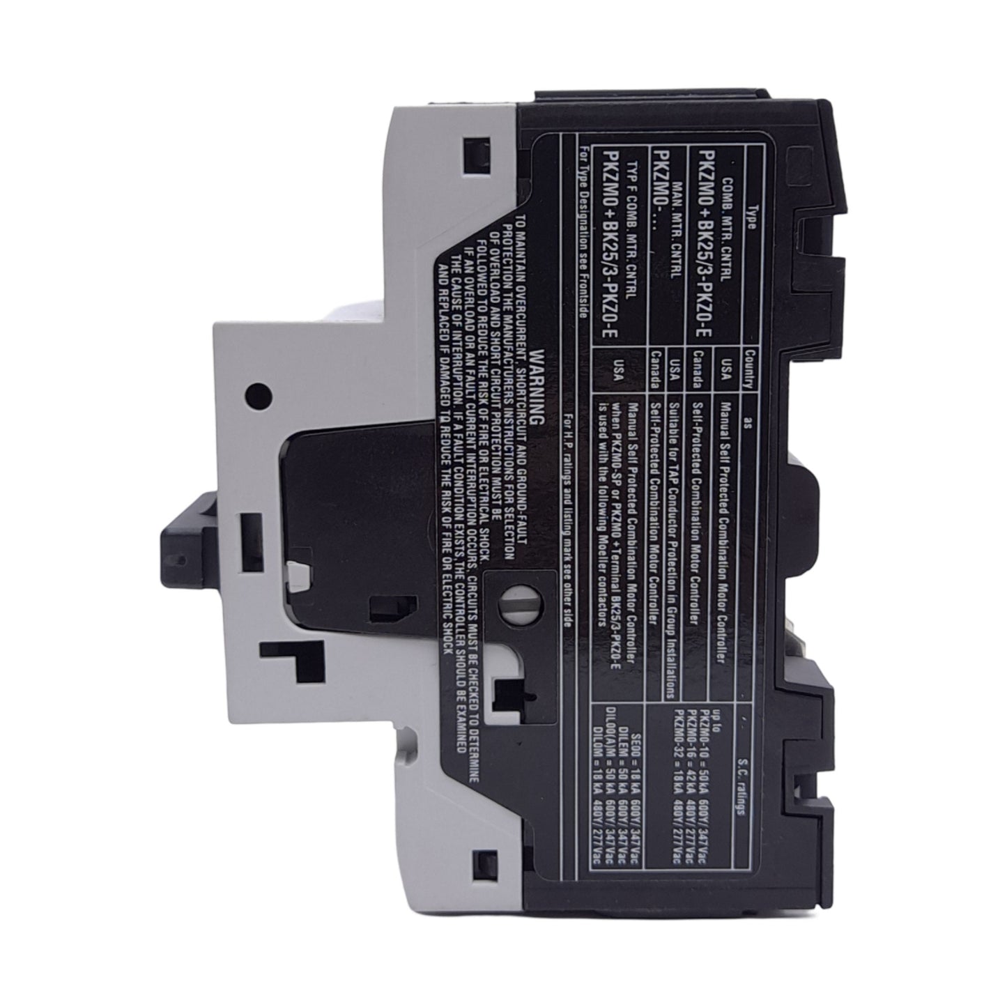 Used Moeller PKZM0-25 Motor-Protective Circuit Breaker, 3-Pole, 690V, 25A, DIN Rail