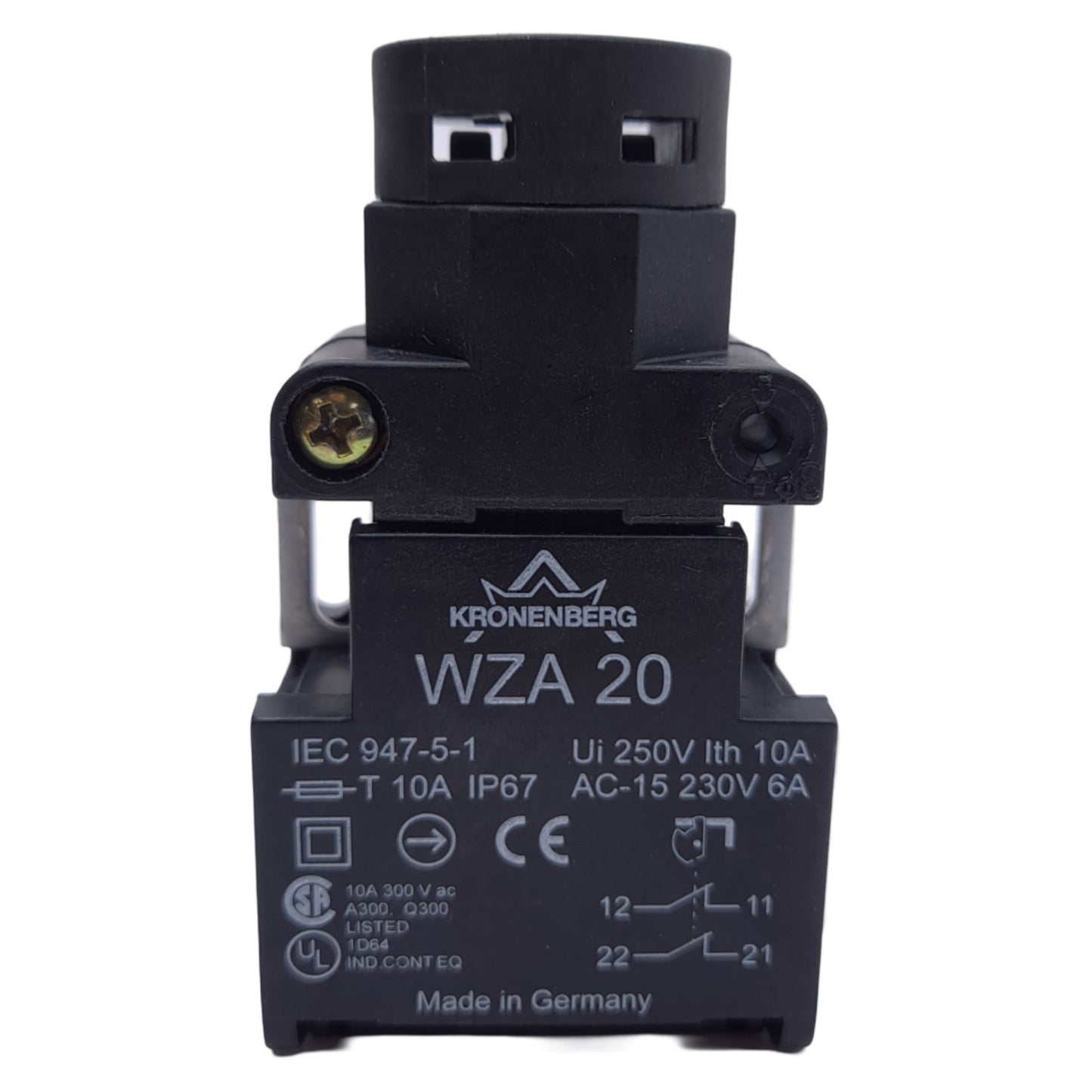 Used Kronenberg WZA20 Safety Interlock Switch, 2 NC Contacts, M20 x 1.5, 250VAC 10A