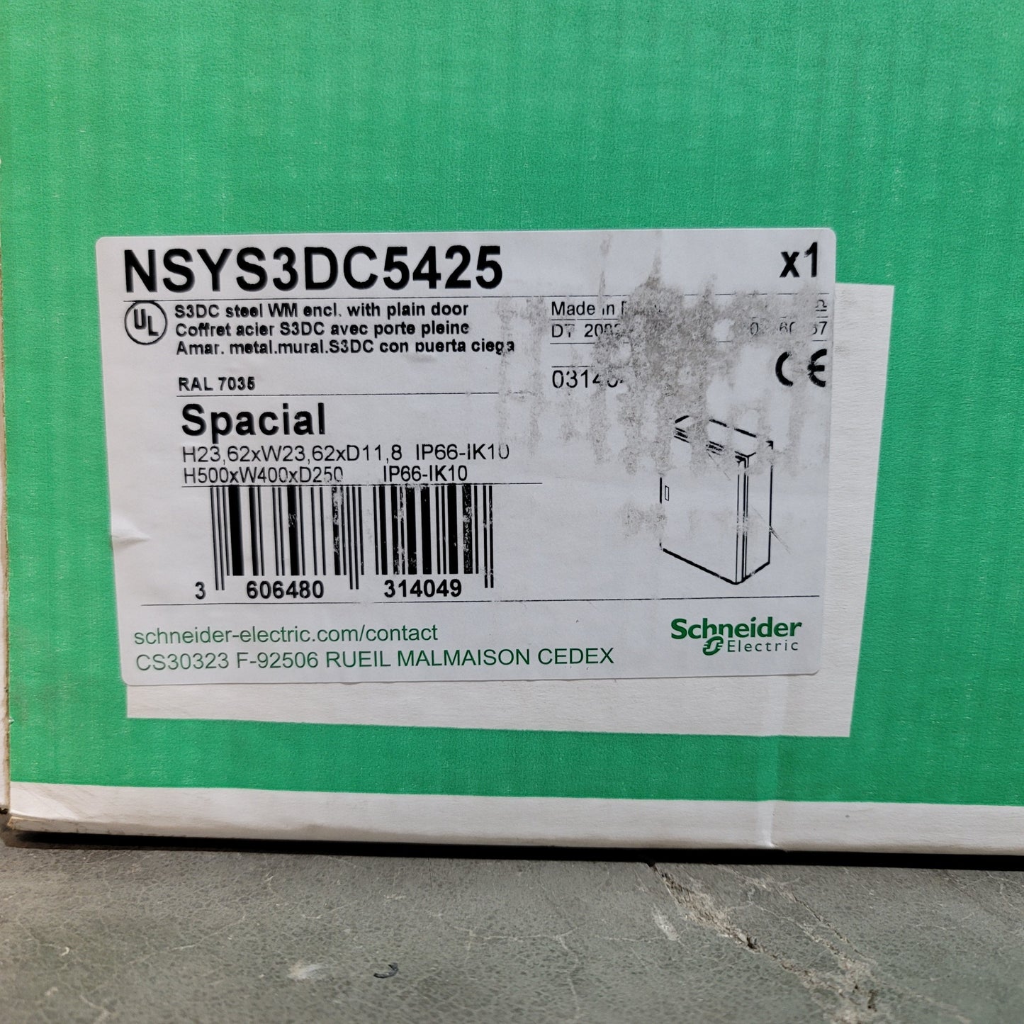 New Schneider Electric NSYS3DC5425 Spacial Steel Electrical Enclosure 500x400x250mm
