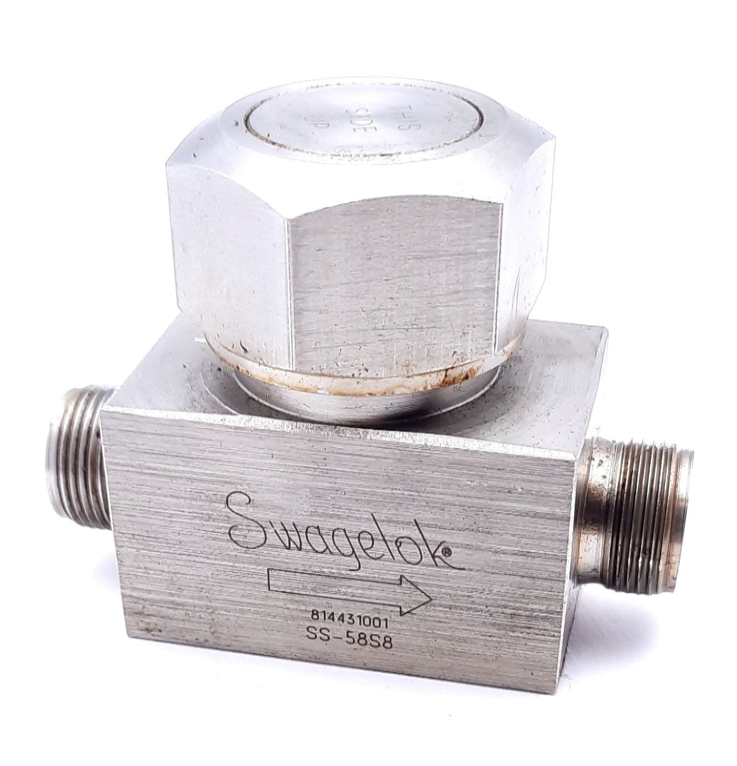 Used Swagelok SS-58S8 Lift Check Valve 316 Stainless Steel 2.2CV 1/2" Tube Fitting