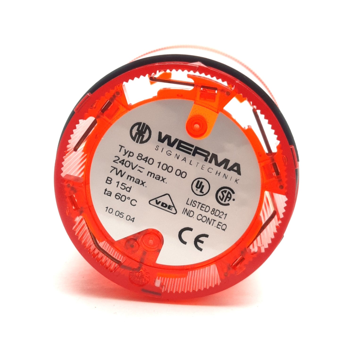 Used Werma 840.100.00 Stacklight Element, Red, 240VAC/DC, ø70mm x 66mm