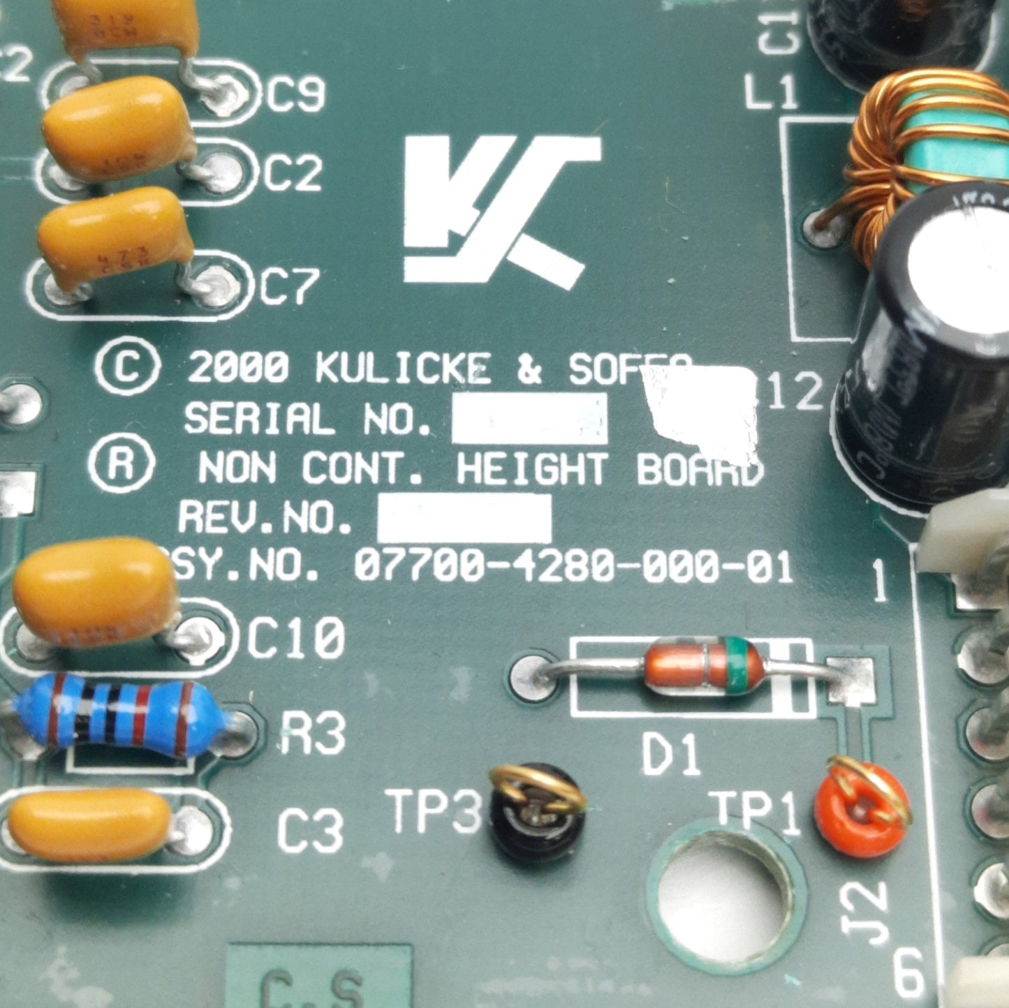 Used Kulicke & Soffa 07700-4280-000-01 Height Detector PLC Addon Board