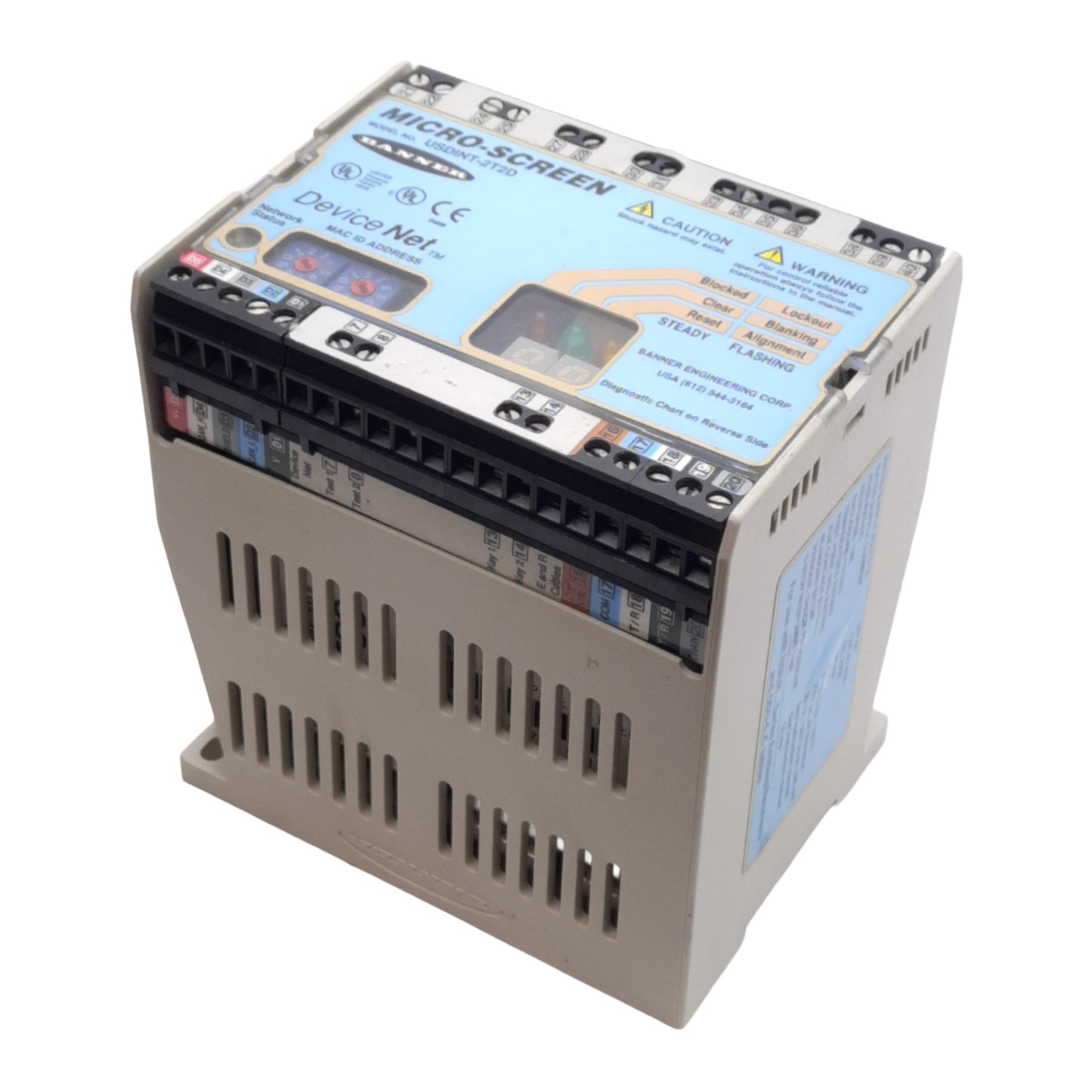 Used Banner USDINT-2T2D Micro-Screen Safety Light Curtain Controller, 24VDC 1.5A