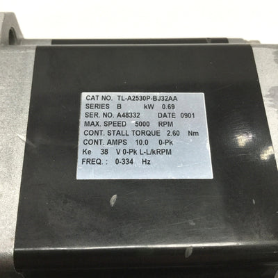 Used Allen Bradley TL-A2530P-BJ32AA Kinetix Servo Motor 230VAC 3PH, Absolute Encoder