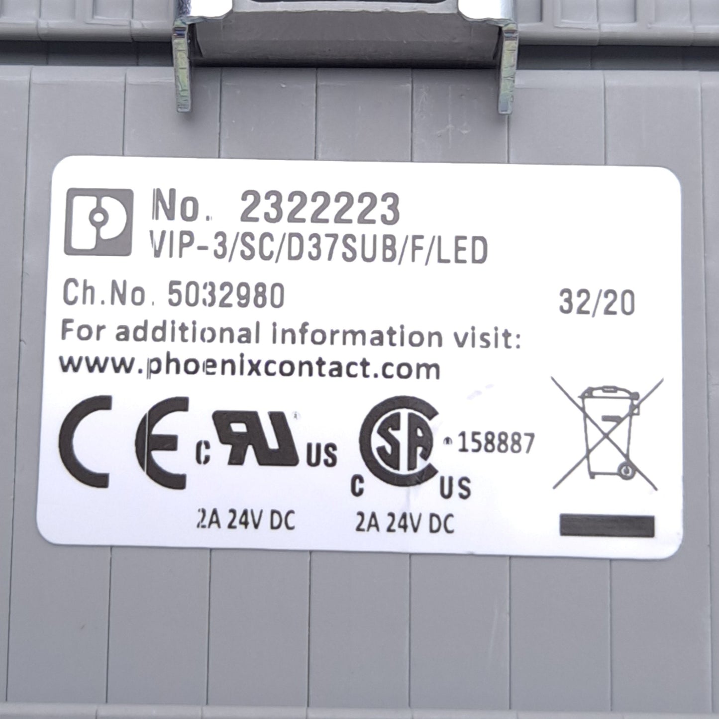 Used Phoenix Contact VIP-3/SC/D37SUB/F/LED 2322223 Termination Board, DB37 Female