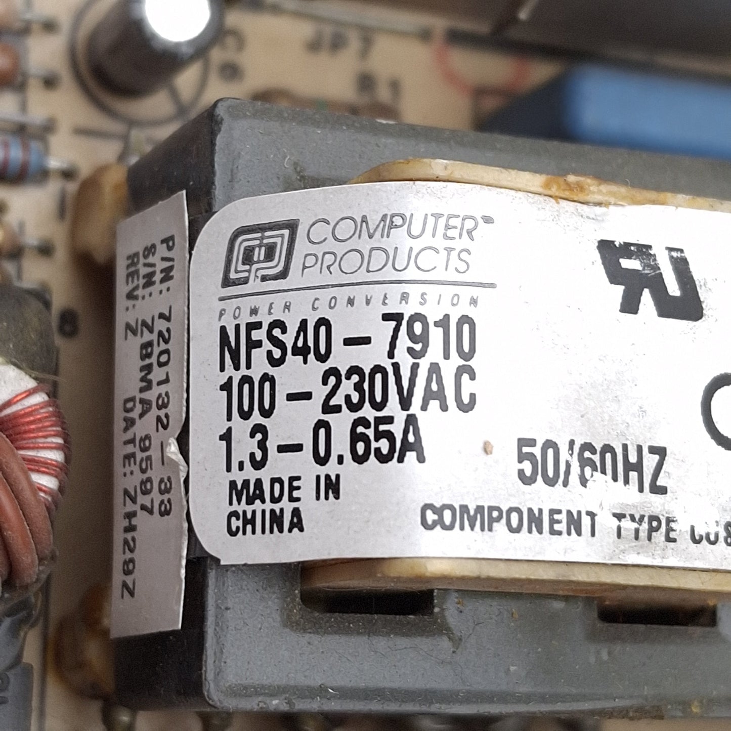 Used Artesyn NFS40-7910 AC/DC Open Frame Power Supply, 100-230VAC 50/60Hz Input, 40W