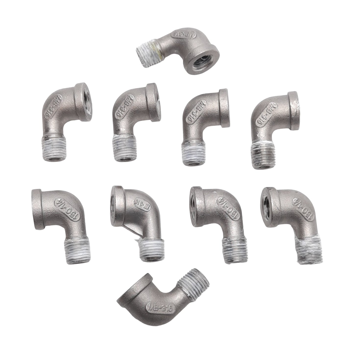 Used Lot of 10 USA Industrials ZUSA-PF-6723 Elbow Fitting, 1/4in NPT Male to Female