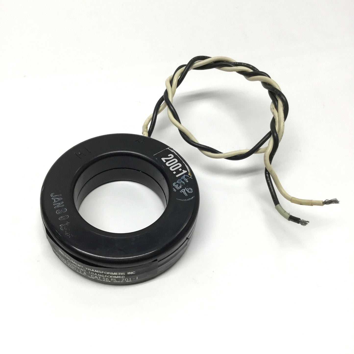 Used Instrument GE ITI 56RL-201-1 Current Transformer 200:1 50-400Hz 600V, Ø2.06" ID