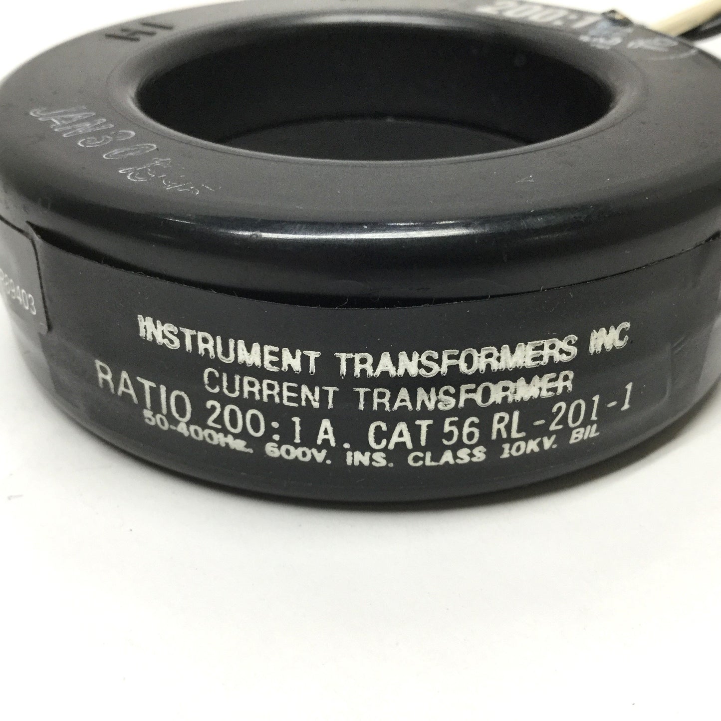 Used Instrument GE ITI 56RL-201-1 Current Transformer 200:1 50-400Hz 600V, Ø2.06" ID
