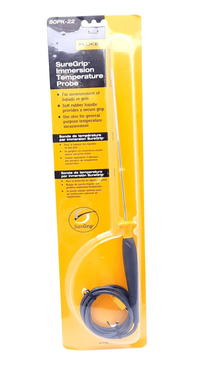 New Fluke 80PK-22 Immersion Temperature Probe Type-K Thermocouple 8.375" Probe