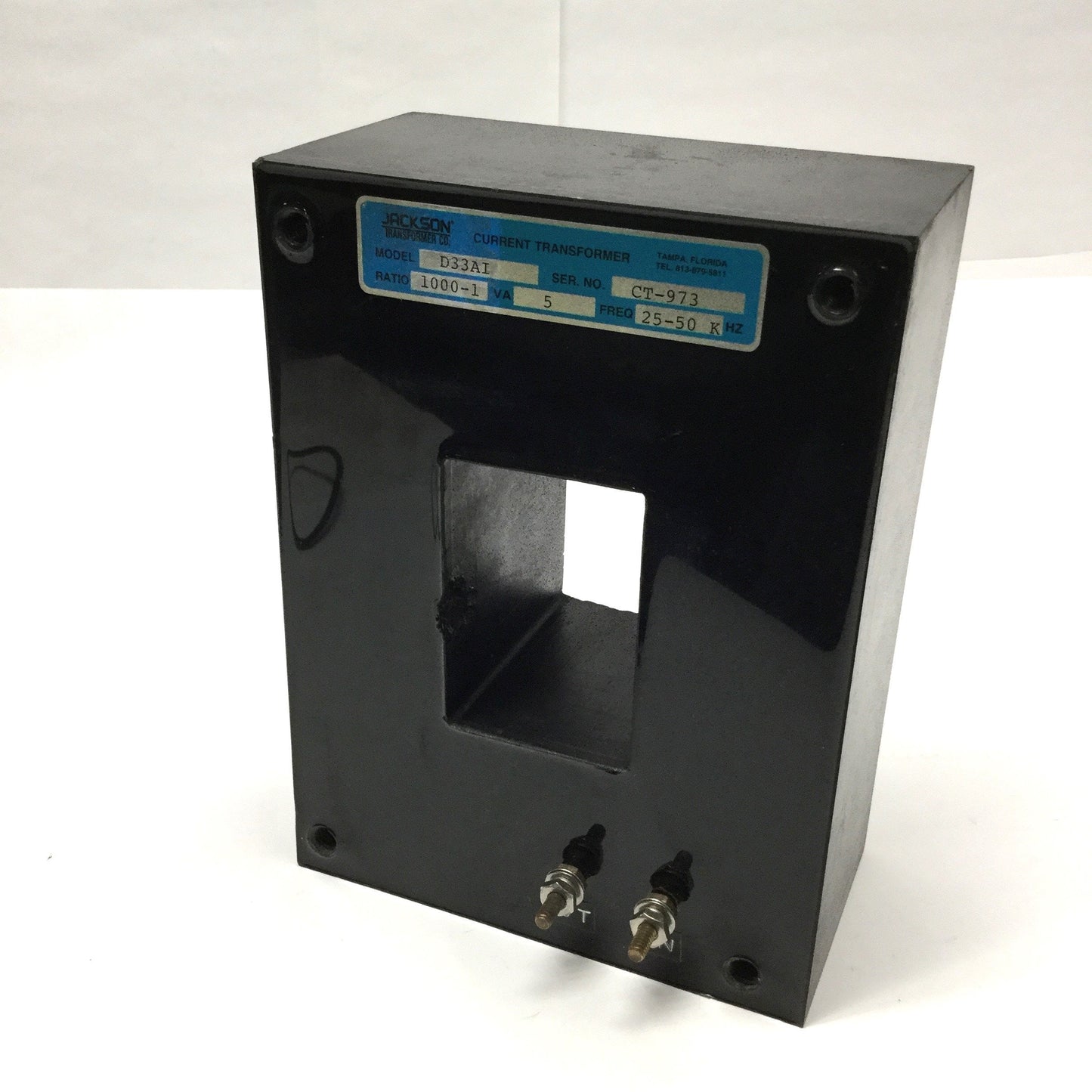 Used Jackson D33AI Current Transformer 1000:1 Ratio, 5VA, 25-50kHz, 2" x 3" Window