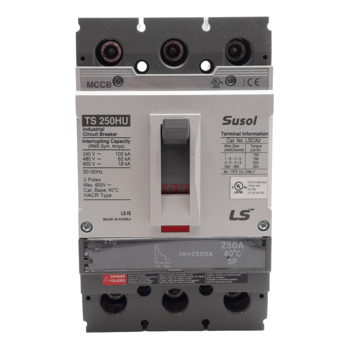 New LS Electric TS 250HU Susol Molded Case Circuit Breaker, 3-Pole, 600VAC, 250A