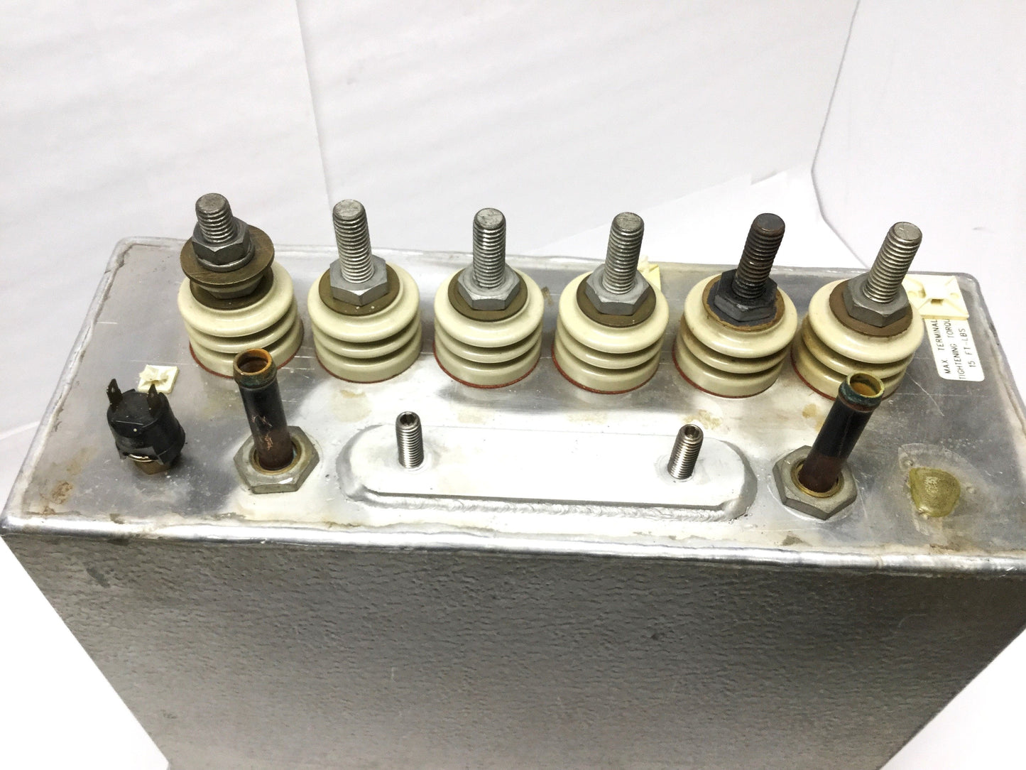 Used GE 19L0093RJ4 Water-Cooled Induction Heating Capacitor 800V 50kHz 4.75µF 6-Split