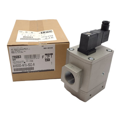 New SMC AV5000-N10-5DZ-R Soft Start-Up Valve, 1in NPT, 0.2-1.0MPa, 24VDC Coil