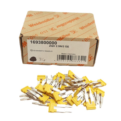 New Lot of 36 Weidmuller ZQV 2.5N/2 GE W-Series Cross Connectors, 2-Pole, 24A Rating