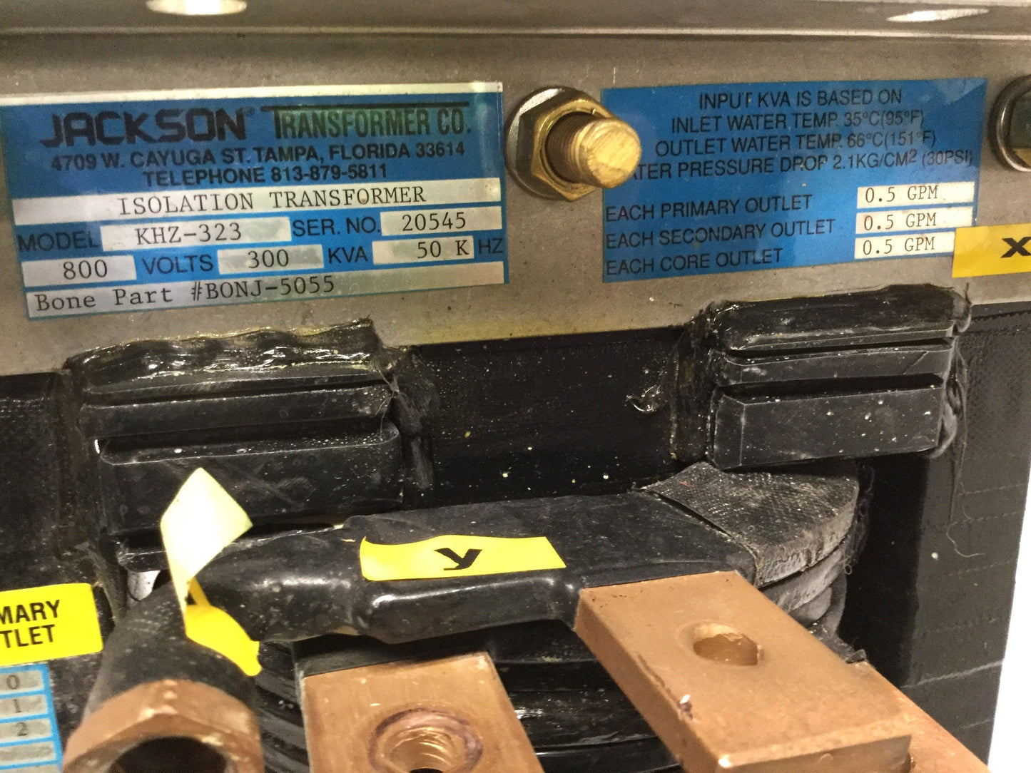 Used Jackson KHZ-323 Induction Water-Cooled Isolation Transformer 800V 50kHz 300KVA