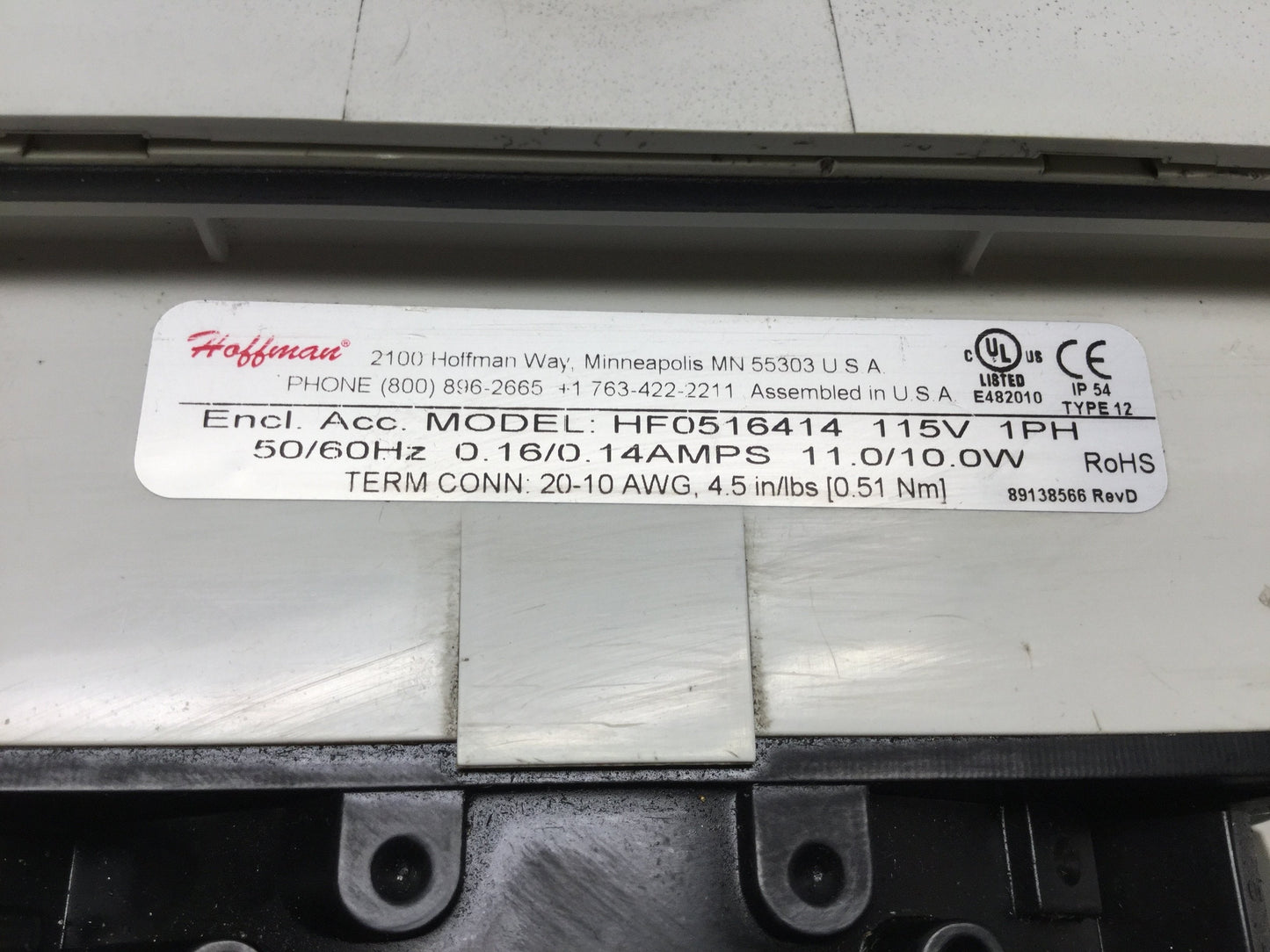Used Pentair Hoffman HF0516414 Enclosure Filter Fan 115VAC, 35CFM w/Exhaust Grille