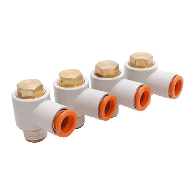 New Lot of 4 KQ2V11-35AS Universal Male Elbow Fitting, ø3/8in One-Touch, 1/4in NPT